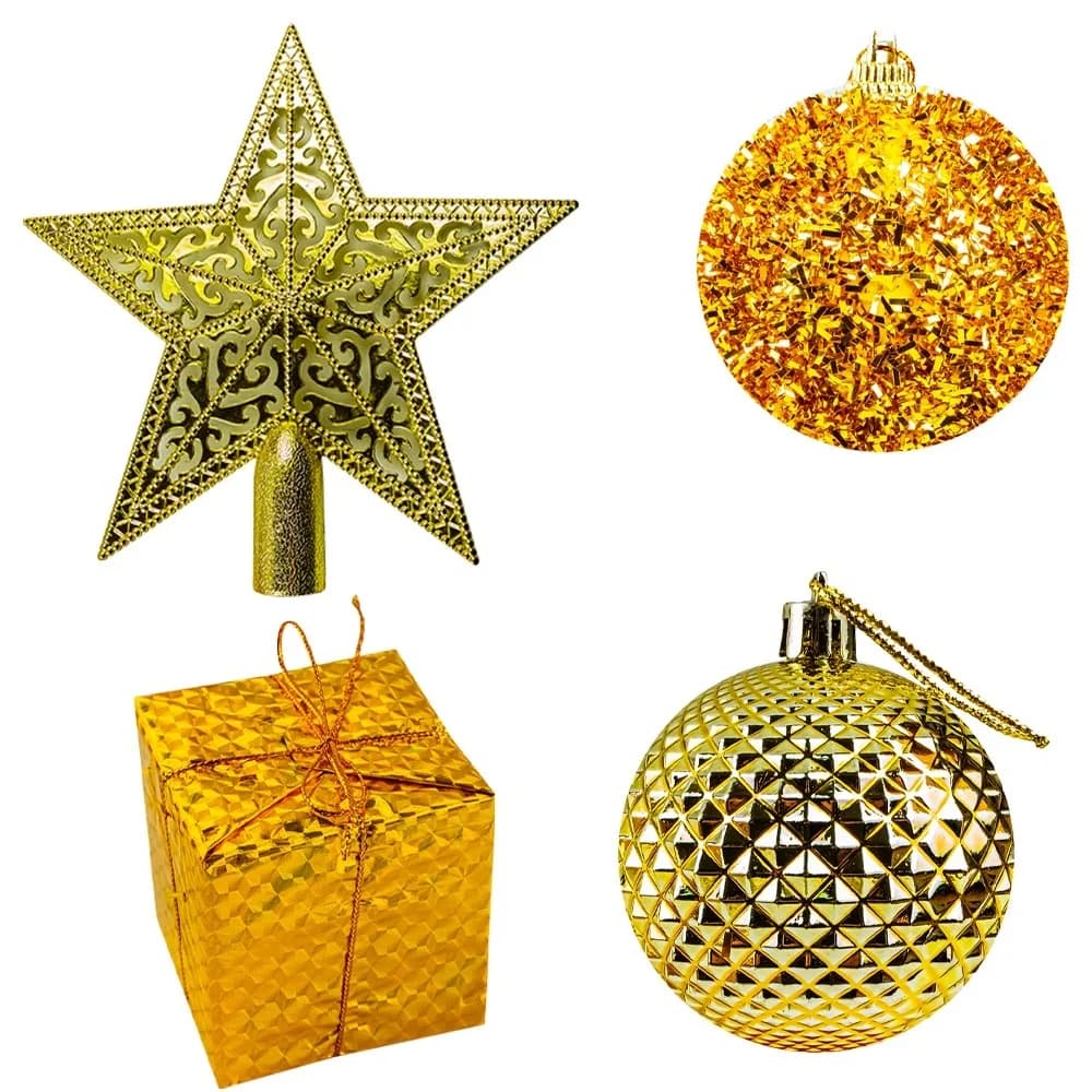 Globuri pom Craciun, Aurii, 26 buc/set — miniatură