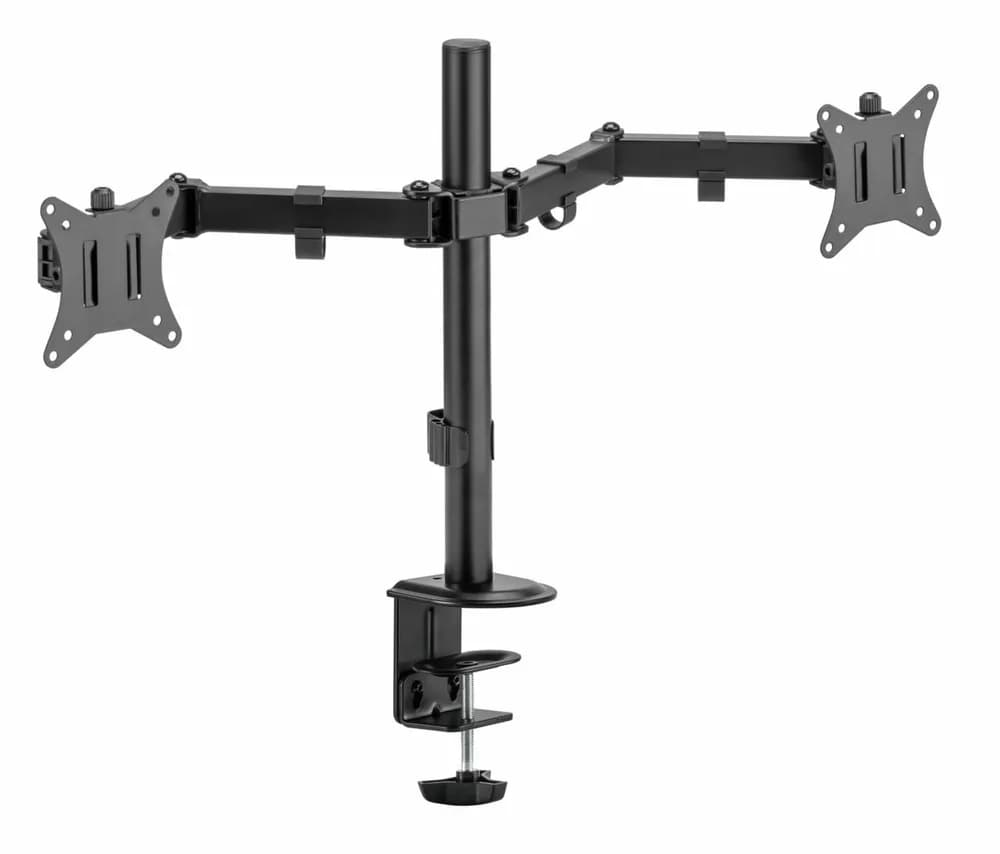 Suport 2 monitoare SeriouxMM66-C024, brat articulat monitor, compatibilitate dimensiune ecran 17"-32", greutate maximă suportata: (per ecran): 9kg, VESA: 75x75, 100x100, inclinare: +45°~-45°, pivotare: +90°~-90°, rotația ecranului: + 180°~-180°, instalare: clemă, grommet — miniatură