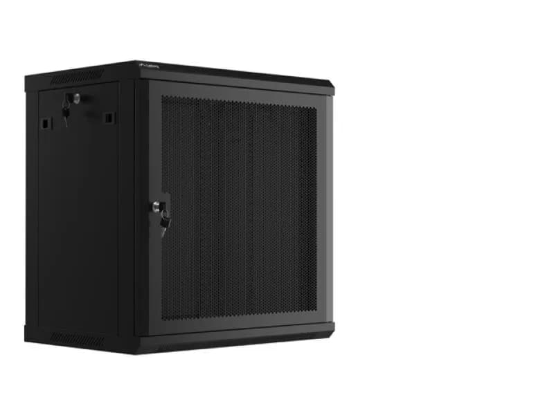 Dulap rack 19" perete 12U / 600x450 cu ușă perforată, negru (flat pack)