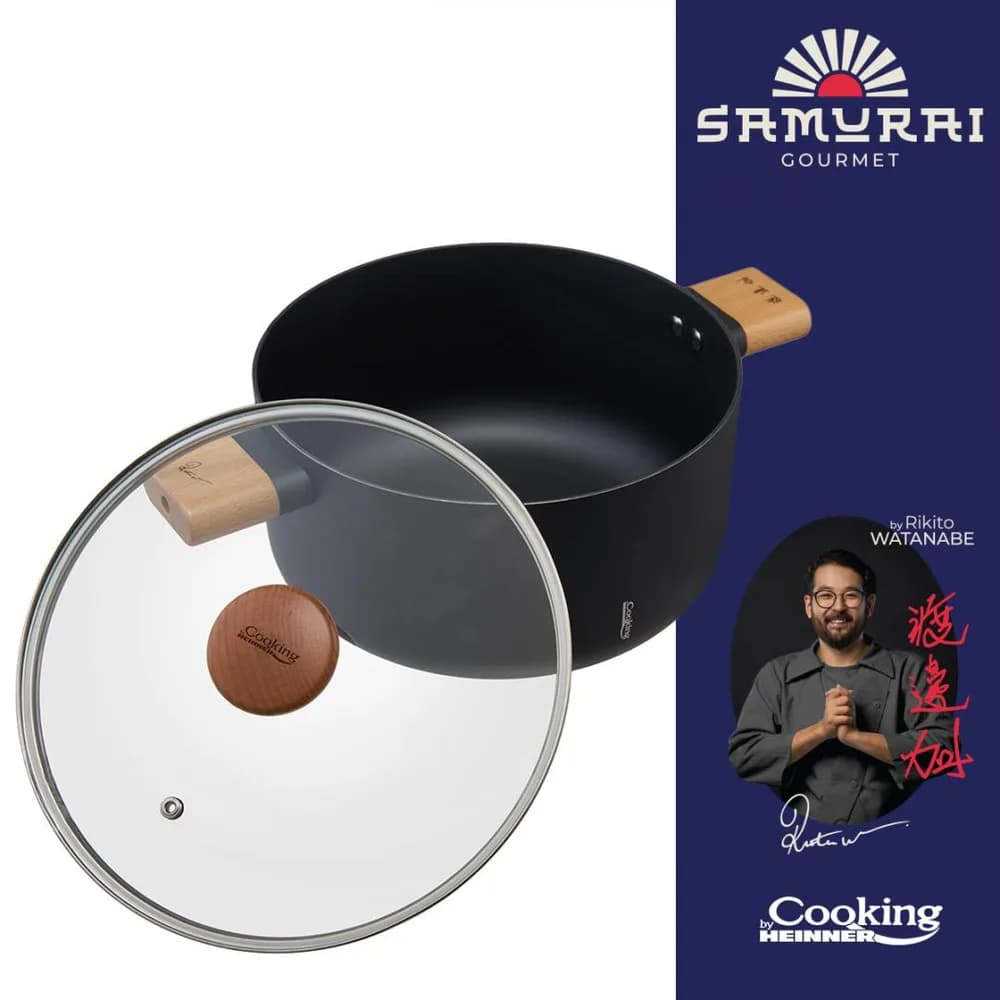 SEMIOALA ALUMINIU + CAPAC 28X14 CM, 7.8 L, RIKITO WATANABE, SAMURAI GOURMET, COOKING BY HEINNER — miniatură