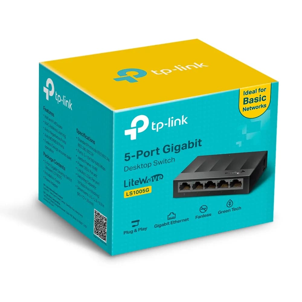 SWITCH TP-LINK 5 porturi Gigabit LiteWave, fanless "LS1005G" — miniatură