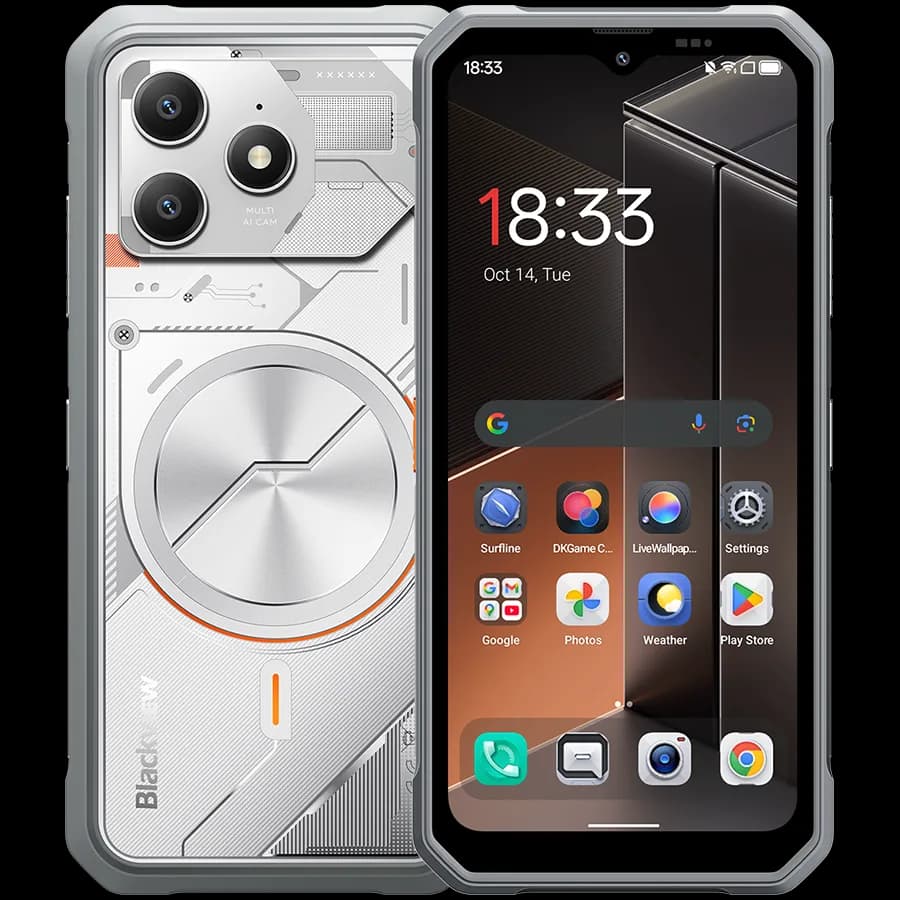 Blackview FORT100 LTE 6.56-inch HD+ 1612x720 90Hz 8+128GB MT Helio G81 Octa-Core 2.0GHz 13MP Front 16MP Rear NFC MIL-STD-810H 5000mAh Fingerprint Android 16 Lunar White "BVFORT100_W_EU"