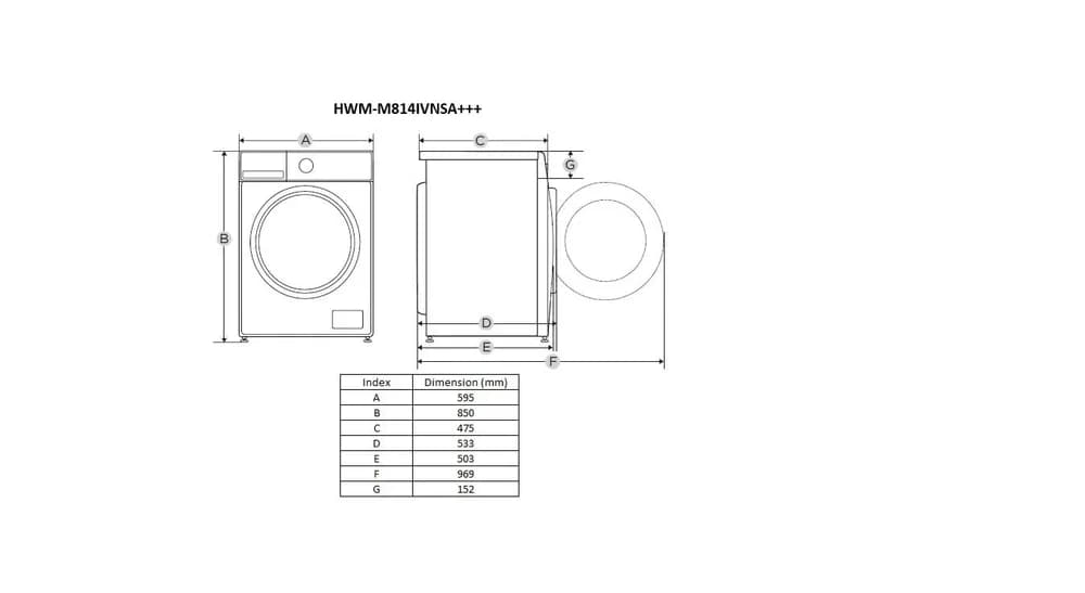 Masina de spalat rufe HEINNER HWM-M814IVNSA+++, 8 kg, 1400 rpm, Clasa: A, Argintiu — miniatură