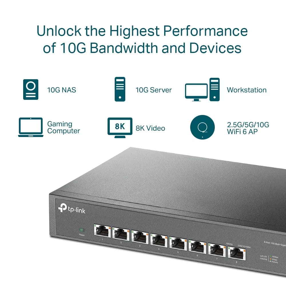 SWITCH TP-LINK 8 porturi 10G carcasa metalica "TL-SX1008" — miniatură
