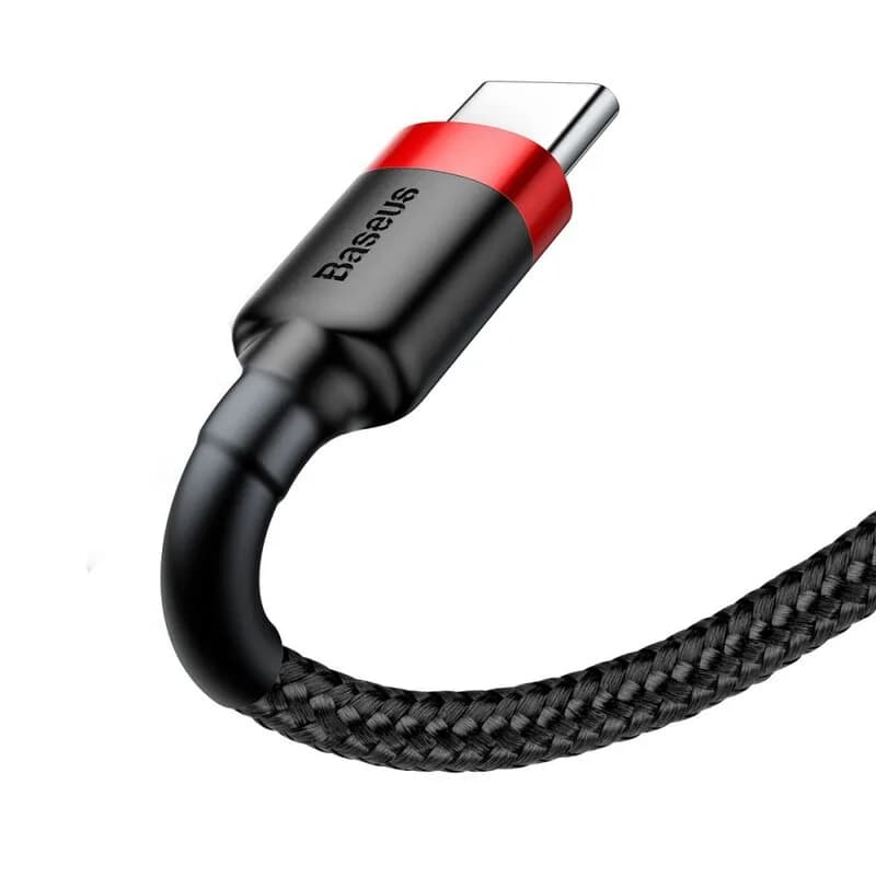 CABLU alimentare si date Baseus Cafule, Fast Charging Data Cable pt. smartphone, USB la USB Type-C 2A, 3m, rosu+negru "CATKLF-U91" - 6953156296350 — miniatură