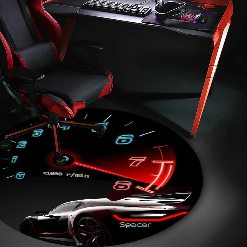 Covor pentru scaun gaming SPACER, protectie parchet, cauciuc si material textil, 1200 x 3mm, rotund, SPEED 46501475 "SPFP-SPEED-120" — miniatură