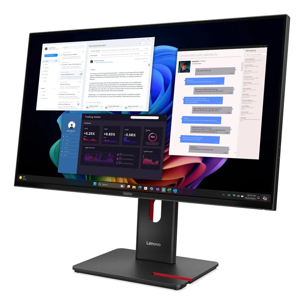 Lenovo Monitor ThinkVision T27UD-40 27" IPS UHD 4ms 350cd 1500:1 60Hz Dock HUB Tilt Swivel Lift Pivot "64AFGAT2EU" — miniatură