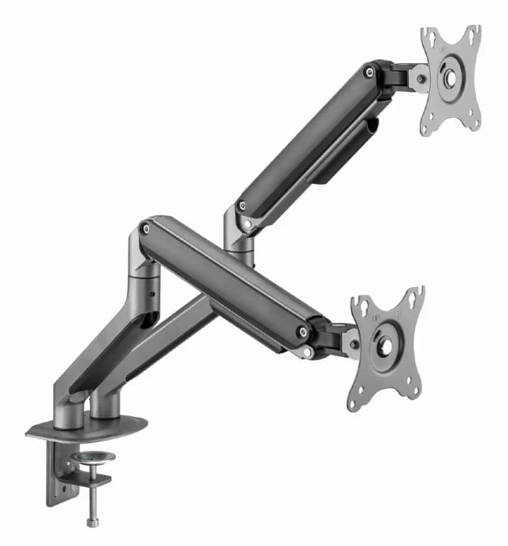 SUPORT de birou Gembird, pt 2 TV/monitor plat, diag. max 17-32 inch, rotatie, inclinare, pivotare, max 9 kg, space-grey, "MA-DA2-05" — miniatură