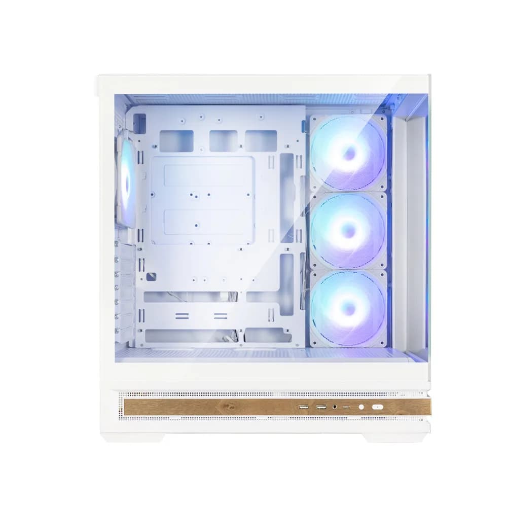 CARCASA Zalman "P40 NAMU", middle tower, gaming, fara sursa, suporta 10xfan, 4xfan inclus, PSU shroud, afisaj electronic, USB Type-C x 1, USB 3.1 gen1 x 2, audio+mic, 7 sloturi expansiune, alb, "P40 NAMU White" — miniatură