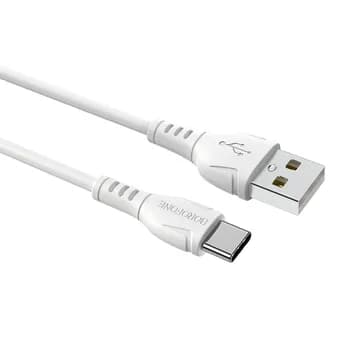 CABLU alimentare si date Borofone "BX51", Charging Data Cable pt. smartphone, USB la USB Type-C, 3A, 1m, alb "6931474743947"