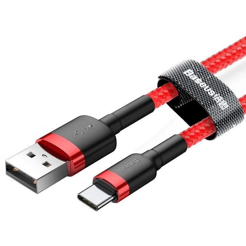 CABLU alimentare si date Baseus Cafule, Fast Charging Data Cable pt. smartphone, USB la USB Type-C 3A, 1m, rosu "CATKLF-B09" - 6953156278196