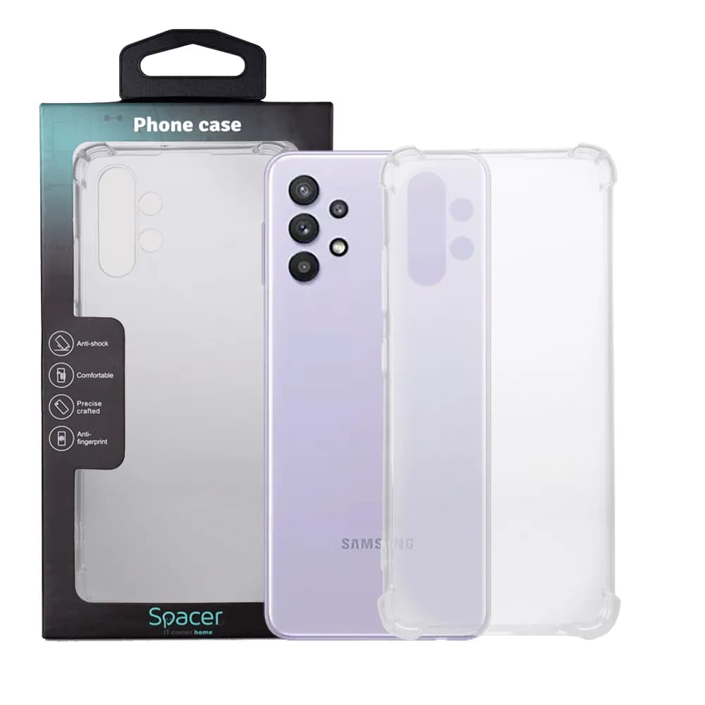 Husa Samsung Galaxy A32 4G Spacer, transparenta, grosime 1.5mm, protectie suplimentara antisoc la colturi, material flexibil TPU "SPPC-SM-GX-A324G-CLR"