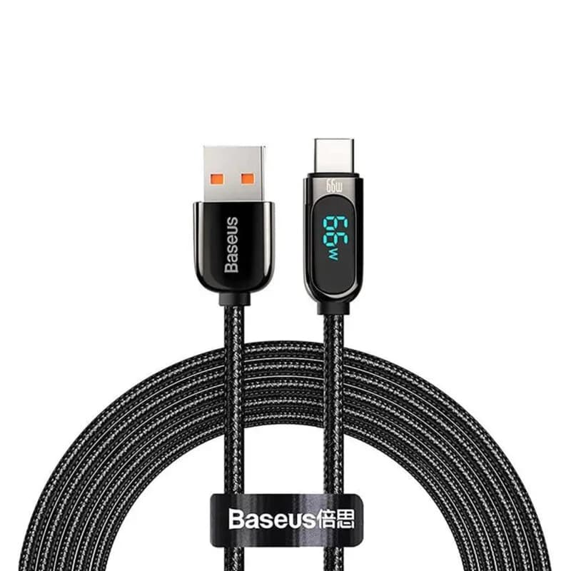 CABLU alimentare si date Baseus, Dynamic Fast Charging Data Cable pt. smartphone, USB (T) la USB Type-C (T), 66W, braided, 2m, negru, "CASX020101" (include TV 0.18lei) - 6932172600587 — miniatură