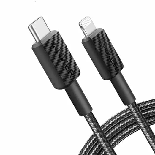 CABLU alimentare Anker, USB-C (T) la Lightning (T), 0.9m, 480 Mbps, braided, negru, "A81B5G11"
