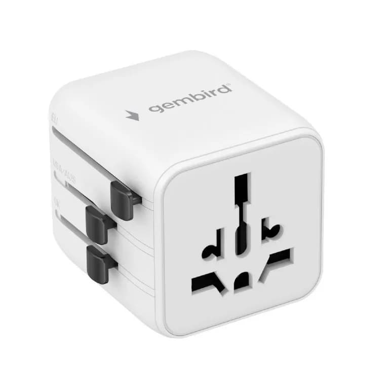 ADAPTOR GEMBIRD, universal, conectori: US/UK/EU/AU, siguranta 10A, max. 2500W, alb, "TPA-INT-01-W"