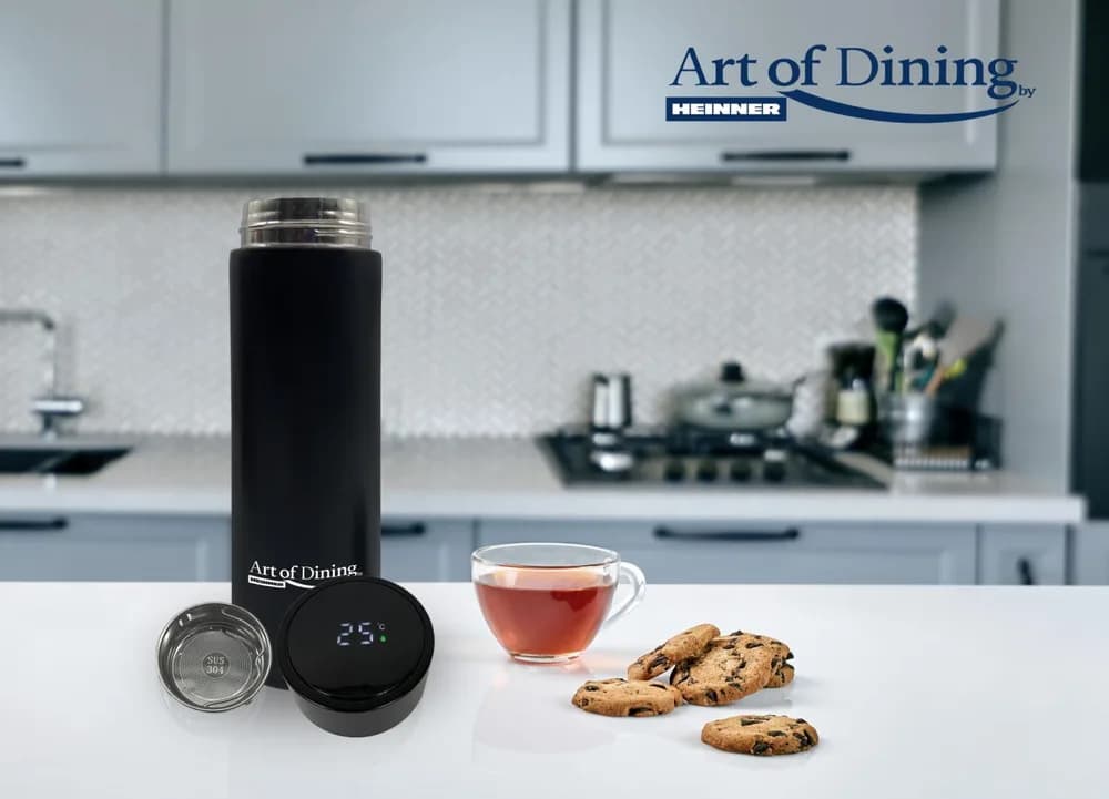 TERMOS INOX 450 ML, CU INDICATOR LED PENTRU TEMPERATURA, NEGRU, ART OF DINNING BY HEINNER — miniatură