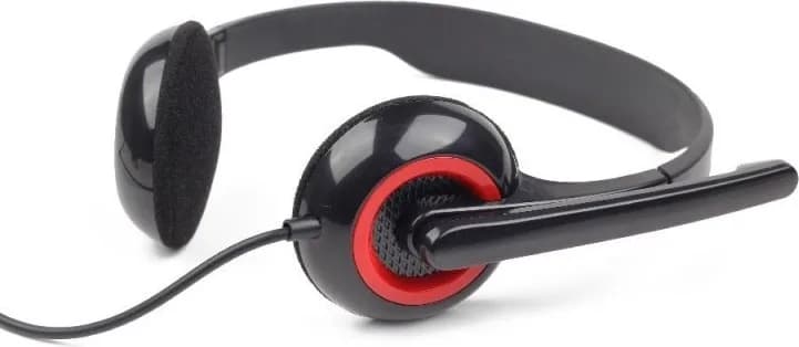 CASTI Gembird, cu fir, standard, utilizare multimedia, microfon pe brat, conectare prin Jack 3.5 mm x 2, negru / rosu, "MHS-002" — miniatură