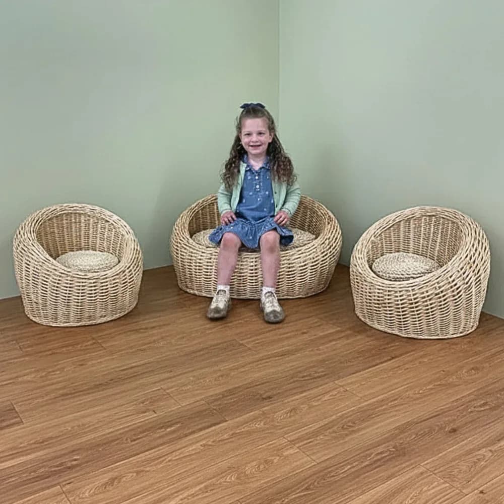 Set canapea și fotoliu din răchită (set de 3) — miniatură