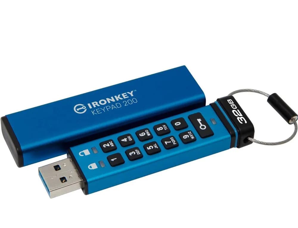 Memorie USB Kingston Keypad 200 32 GB, USB 3.2, Albastru — miniatură