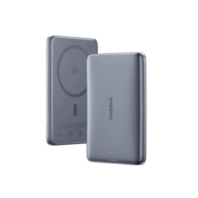 POWER BANK Baseus PicoGo AM41 Ultra-Slim, 10000mAh, 27W, prindere magnetica incarcare wireless Qi2, 15W, 1 x USB Type-C, include cablu USB Type-C la USB Type-C 30cm, gri, "E0027200" - 6932172691424 — miniatură