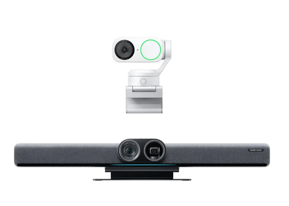 Pachet videoconferință Insta360 Connect + 1x Link 2 alb – 4K AI, pentru săli medii și mari de conferință