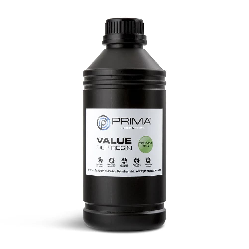 Rășină 3D PrimaCreator Value UV / DLP – 1 kg – Transparent Green — miniatură