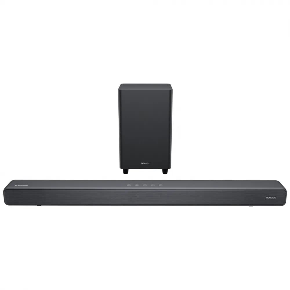 SOUNDBAR HORIZON HAV-S5950W / System 2.1 / Max Audio Power 160W (40W x2 + 80W) / Digital Optical / AUX (3.5mm) / HDMI-ARC (CEC) / BT 5.4 / USB Playback / DOT-Matrix Display / Remote + Button Keys / Impedance: 6Ω x2 + 4Ω / Signal to Noise Ratio (SNR): 73dB / Wall-Mount Ready / Full Size / Titanium — miniatură