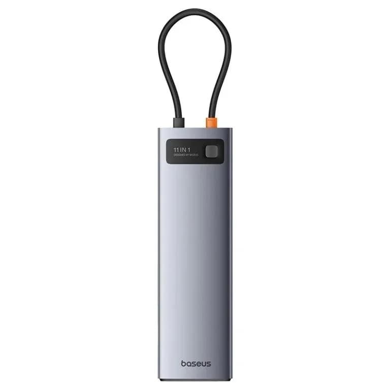 DOCKING Station Baseus Metal Gleam Series 11-in-1, conectare PC USB-C,Type-C to HDMI4K@60Hzx1+VGAx1,USB3.0x3,USB2.0x1+PDx1,RJ45x1,SD/TFx1,jack 3.5x1, gri "B00030709811-00" - 6932172636562 — miniatură