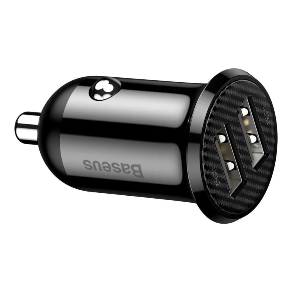 INCARCATOR auto Baseus Grain Pro, 2 x USB (USB1 Output 5V/2.4A, USB2 Output: 5V/2.4A) pt. bricheta auto, black "CCALLP-01" - 6953156202009 — miniatură