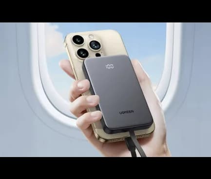 POWER BANK Ugreen "PB526", 10000mAh, 20W, 1 x USB, 1 x USB Type-C, 1 x USB Type-C integrat, gri, "75161B" — miniatură
