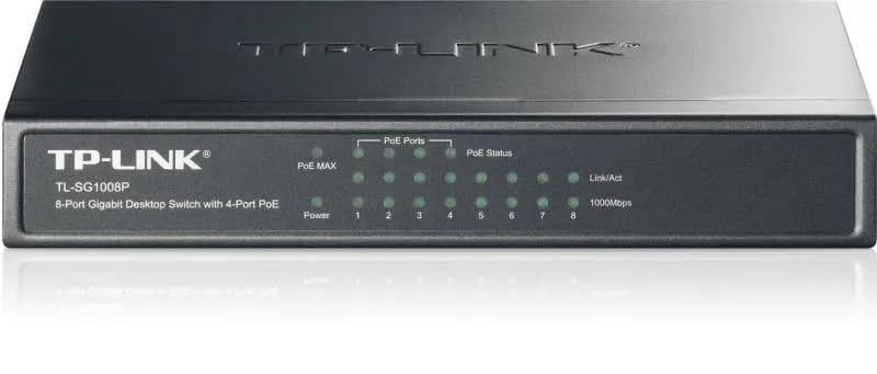 SWITCH PoE TP-LINK 8 porturi Gigabit (4 PoE), IEEE 802.3af, carcasa metalica "TL-SG1008P"