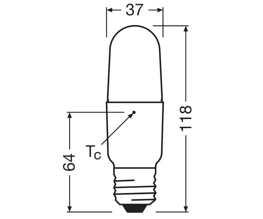 Bec LED Osram Parathom Stick, E27, 9.5W (75W), 1055 lm, lumina neutra(4000K), Ø3.6cm — miniatură