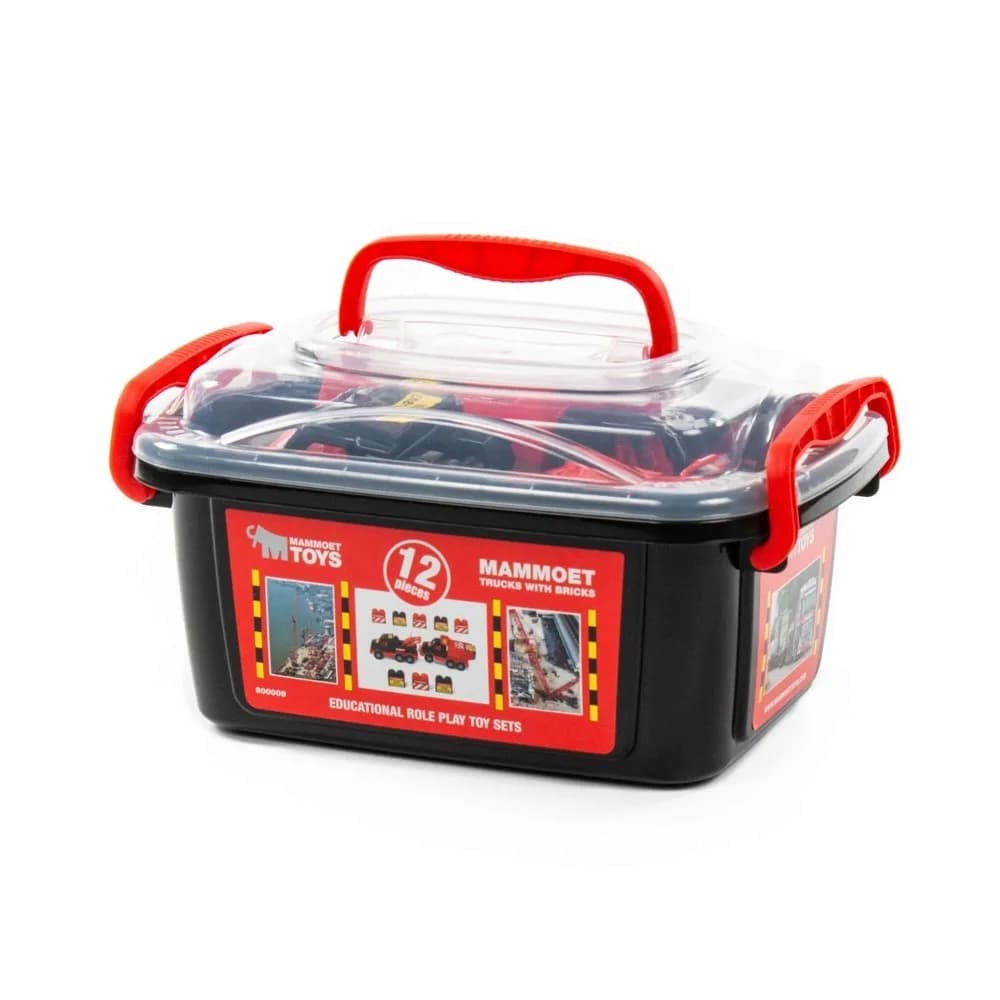 Set masinute si cuburi constructii - Mammoet, 28.5x19.5x15.5 cm, Polesie — miniatură