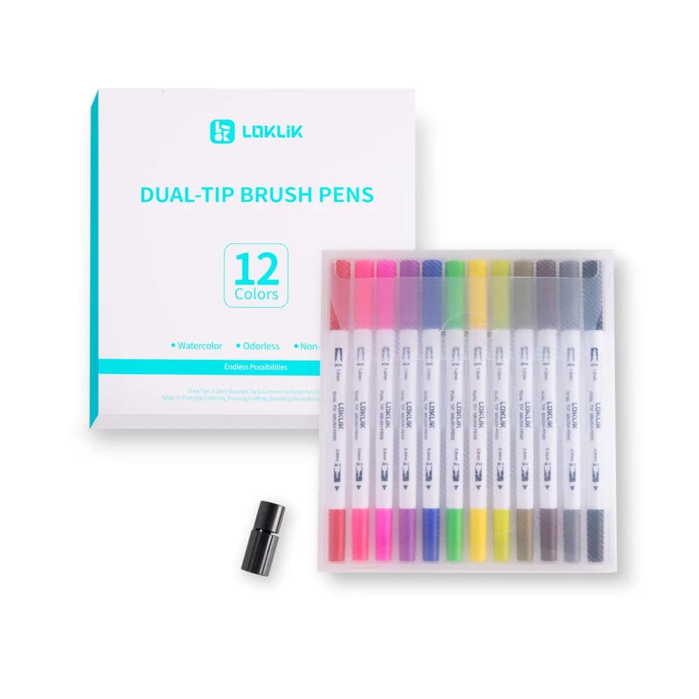 Accesoriu gravator laser LOKLiK Dual Tip Brush Pens – 12 Colors — miniatură