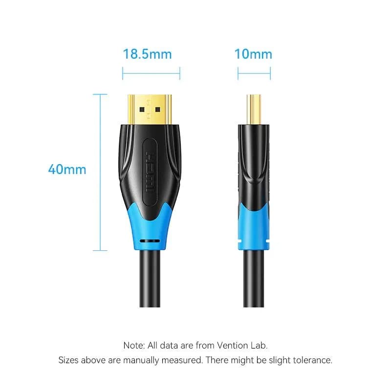 Cablu video Vention, HDMI (T) la HDMI (T), 8m, rezolutie 4K la 30Hz, conectori auriti, negru-albastru, "AACBK" - 6922794732698 — miniatură