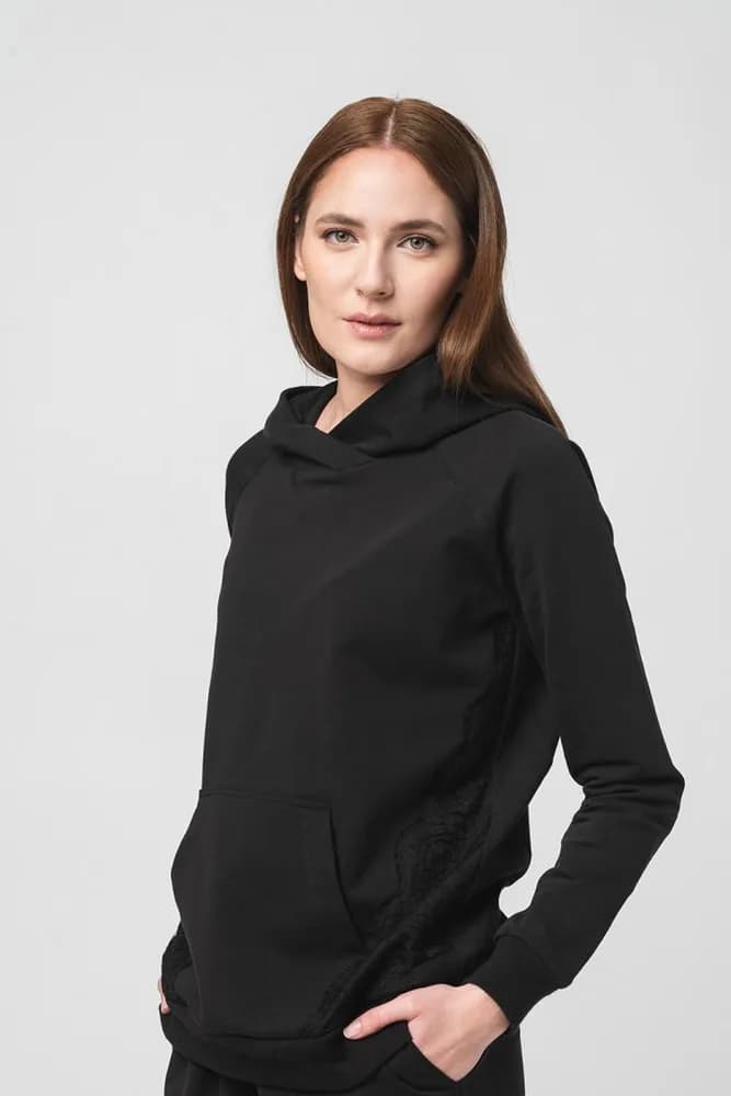 HANORAC COTON DANTELA FEMEI BLACK-L — miniatură