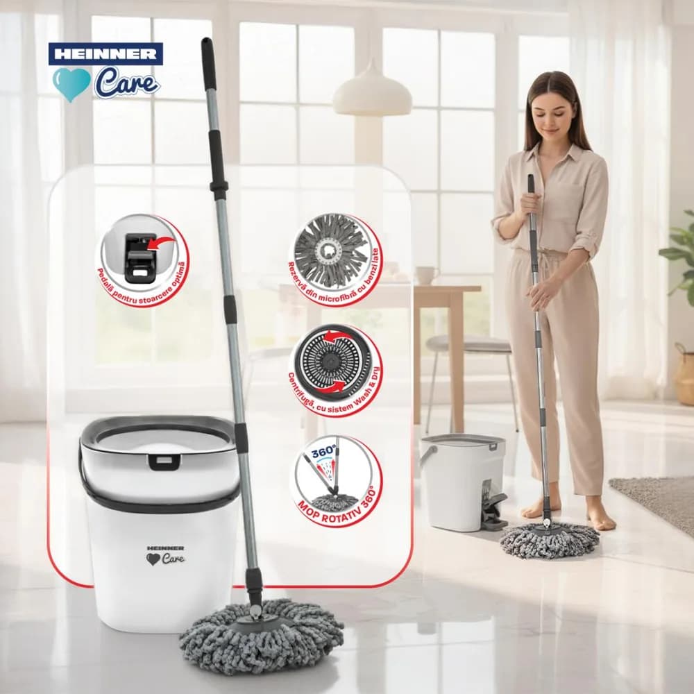 SET CURATENIE CU PEDALA WASH&DRY, CLEAN STEP, GRI — miniatură