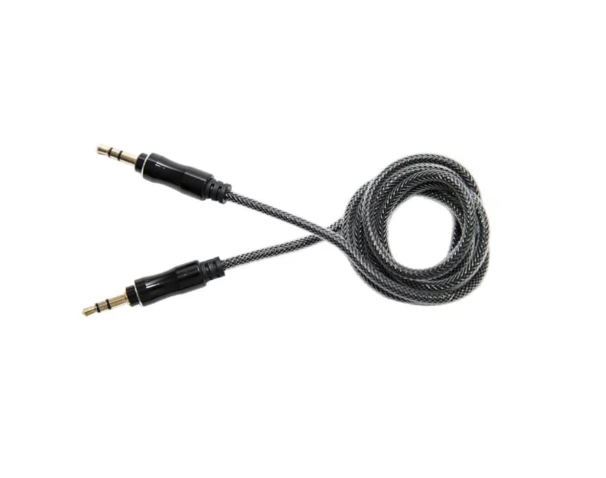 Cablu Audio Lemontti, conectivitate Jack 3.5mm, lungime 1m, (impletitura textila, protectie metalica), Negru