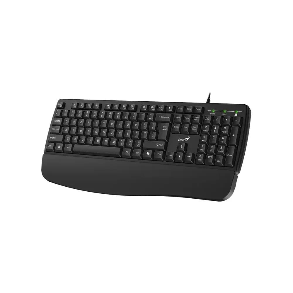 TASTATURA GENIUS USB, multimedia, 104 taste + 12 taste multimedia, design ergonomic, Palm rest, USB, negru, "KB-123" "31300021400" — miniatură