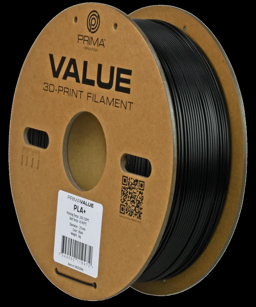 Filament PrimaCreator PrimaValue PLA+ – 1,75 mm, 1 kg (PV24-PLA-175-1000-BK) — miniatură