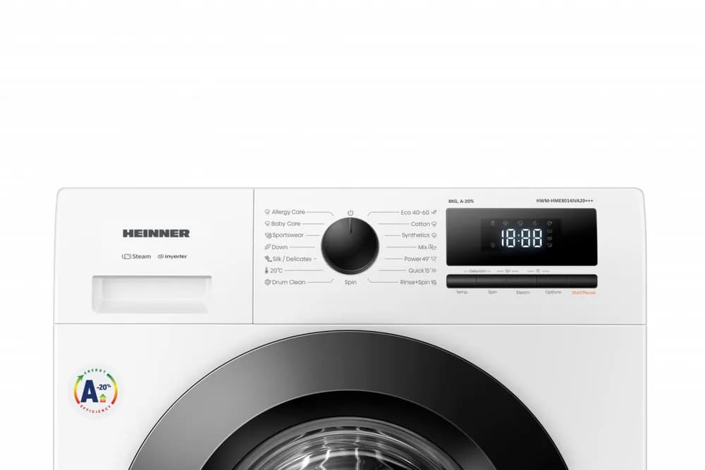 Masina de spalat rufe HEINNER HWM-HME8014IVA20+++, 8 kg, 1400 rpm, Clasa: A, Alb — miniatură