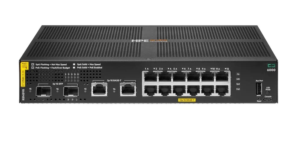 NET SWITCH 12PORT 2SFP/POE CX6000 R8N89B ARUBA BY HPE "R8N89B"