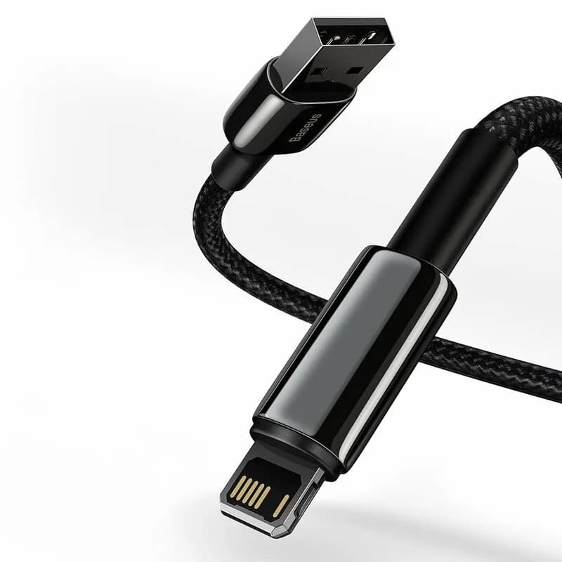 CABLU alimentare si date Baseus Tungsten Gold, Fast Charging Data Cable pt. smartphone,USB la Lightning 2.4A,braided, 1m,rezistent zgarieturi,negru "CALWJ-01"-6953156204959 — miniatură