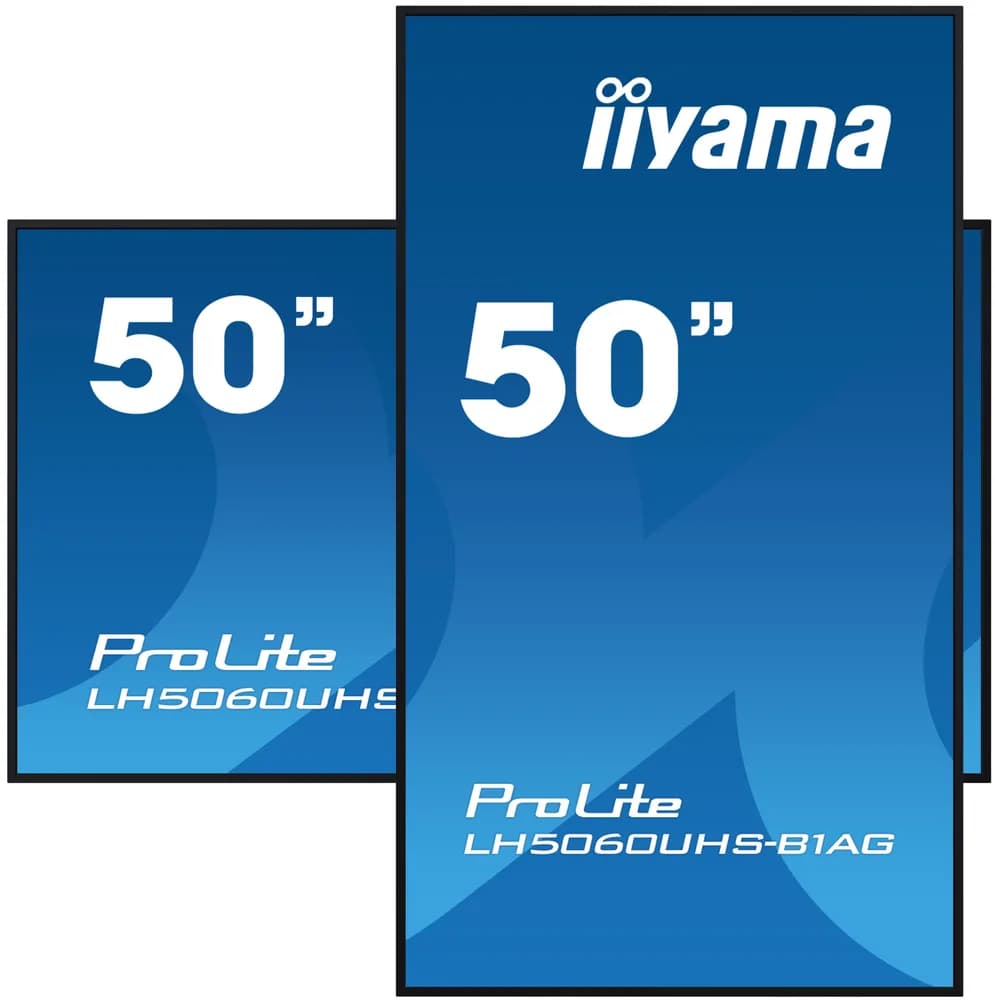IIYAMA LFD LH5060UHS-B1AG 50" 4K UHD professional digital signage 3840x2160 16:9 500 cd/m2 1200:1 8ms Android 11 OS, iiSignage2, FailOver, EShare landscape, portrait "LH5060UHS-B1AG" — miniatură