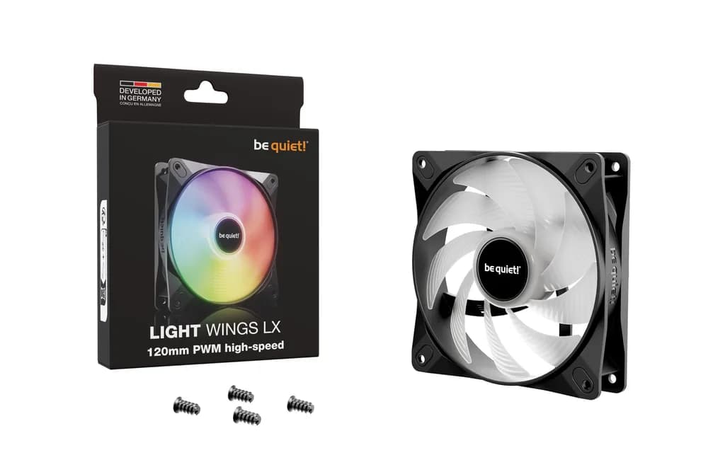 Ventilator be quiet "LIGHT WINGS LX PWM", 120mm, max. 2100 RPM, Rifle Bearing, 4pin PWM, negru, "BL123" — miniatură