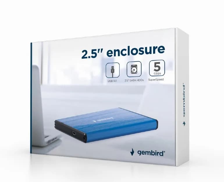 RACK extern GEMBIRD, pt HDD, 2.5 inch, S-ATA, interfata PC USB 3.0, aluminiu, albastru, "EE2-U3S-3-DB" — miniatură
