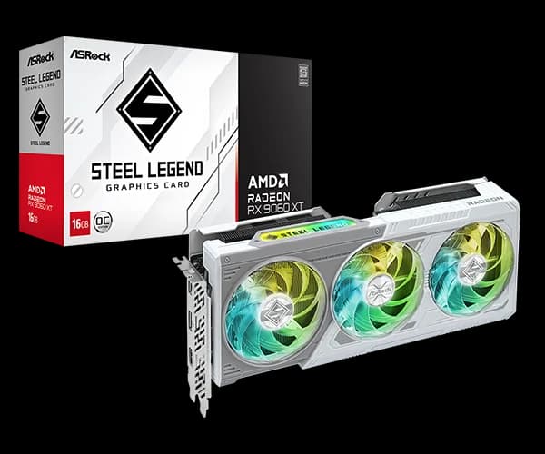 Placa video Asrock "Radeon RX 9060 XT Steel Legend 16GB OC", 16GB GDDR6, 128 bit, PCI Express 5.0 x16, 2 x DisplayPort 2.1a, HDMI 2.b1, racire activa 2 x fan, PSU recomandat 750W, "RX9060XT SL 16GO" — miniatură