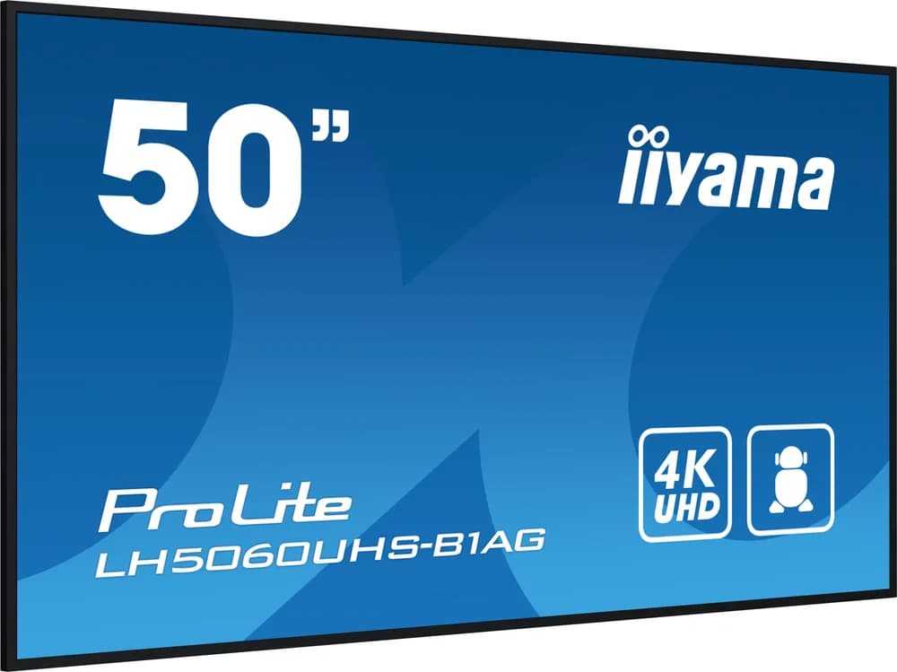 IIYAMA LFD LH5060UHS-B1AG 50" 4K UHD professional digital signage 3840x2160 16:9 500 cd/m2 1200:1 8ms Android 11 OS, iiSignage2, FailOver, EShare landscape, portrait "LH5060UHS-B1AG" — miniatură