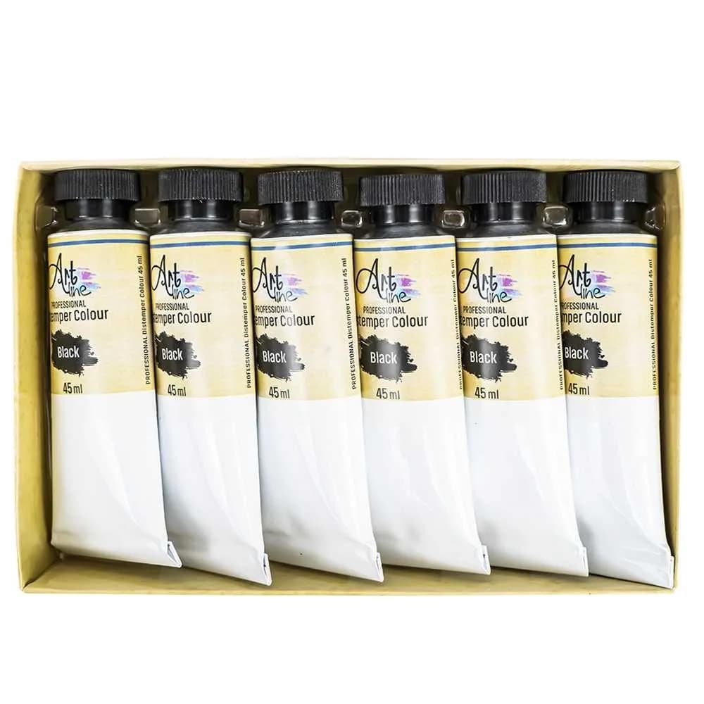 Tempera Art, NEGRU, 45ml, 6buc/set - ARTLINE — miniatură