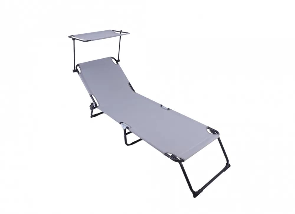HEINNER SEZLONG CU PARASOLAR 186X55X24CM GRI — miniatură
